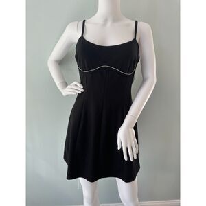 NWT Princess Polly Womens Spaghetti Strap Crystal Trim Mini Dress Black Size 10